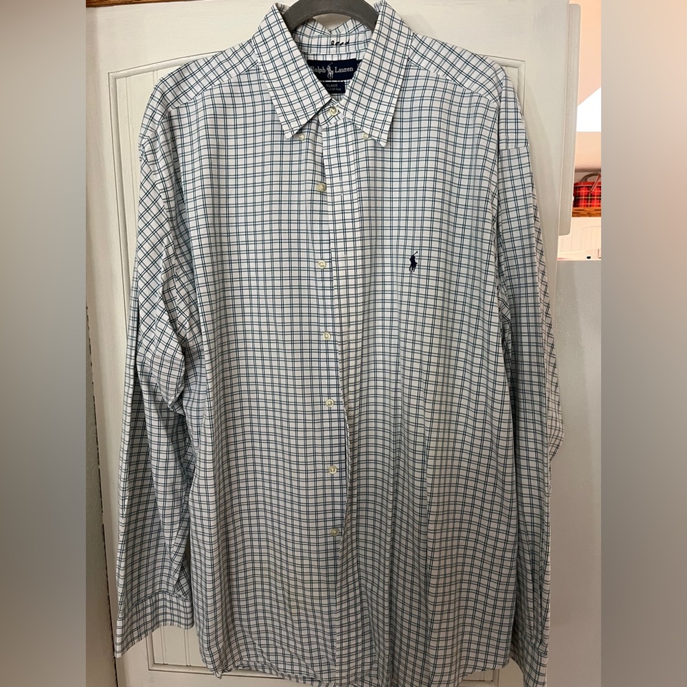 Ralph Lauren Green and White Plaid Casual Shirt